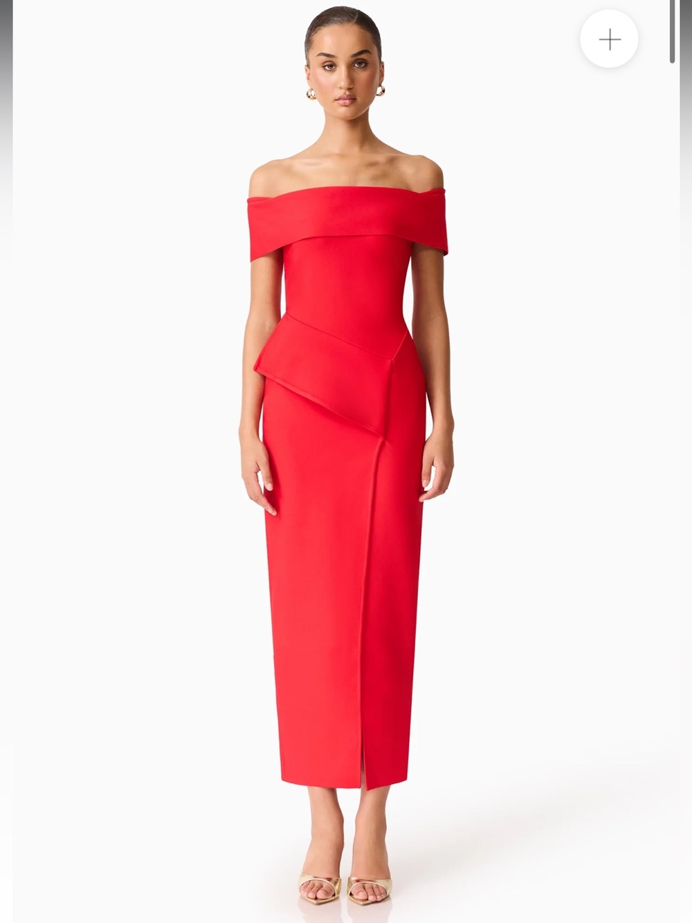 elliatt celia red off the shoulder strapless bodycon knit maxi gown dress small
